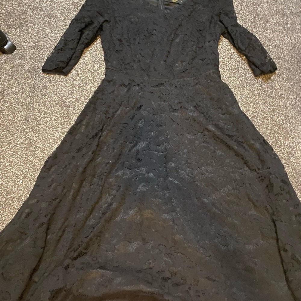 Chic Long Sleeve Black Lace Dress